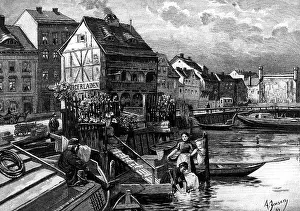 Laundress: A Landing Stage in Berlin, Germany