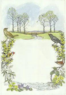 Gorse: Landscape with a border of birds etc