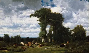Limousin: LANDSCAPE WITH CATTLE AT LIMOUSIN, by Jules Dupre