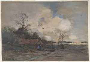Theophile: Landscape with a Cottage, n.d. Black chalk and