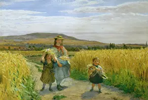 Gleanings: A landscape with fields and three children