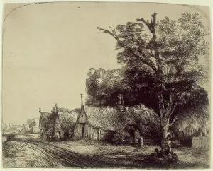Gabled: Landscape with three gabled cottages