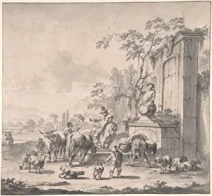 Herdsmen: Landscape with Herdsmen, Sheep and Cows Around