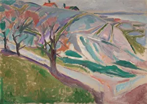 Primitivism: Landscape, Kragerom, by Edvard Munch, 1912, Symbolist/Norweg