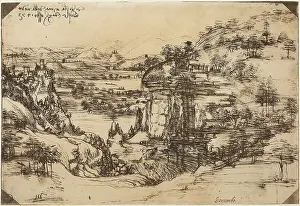 Stampe: Landscape by Leonardo da Vinci