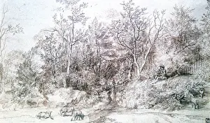 Rembrandt: Landscape with Person Playing Flute Artist: Jan Lievens