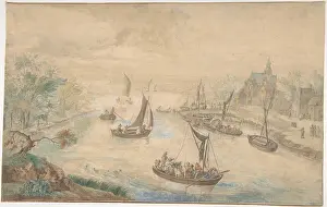 Ferryboat: Landscape with River in the Center, with Ferryboat
