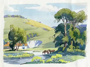 Sherwin: Landscape with river and chalk pit