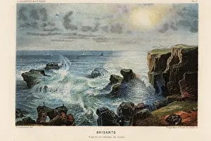 Outcrops: Landscape of a rough sea with waves crashing on rocks