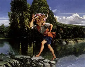 1607: Landscape with Saint Christopher, by Orazio Gentileschi