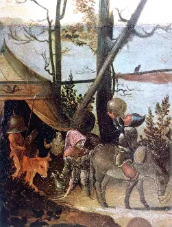 Tents: Landscape scene, legend of Saint Christopher