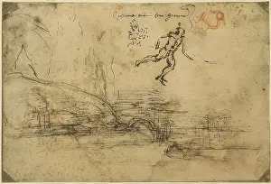 Stampe: Landscape with soldier and half-figure