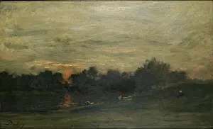 Daubigny: Landscape with Sunset