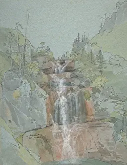 Rist: Landscape with a Waterfall, 1816, Pen and brown