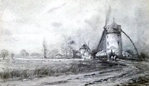 Charcoal: Landscape with Windmill Artist: Stanislas Lepine