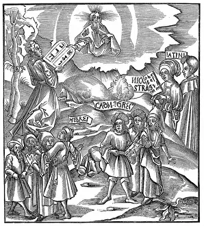 Languages: Languages. Moses receiving from God the tablets