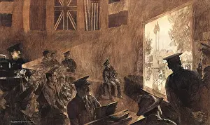 Enrichment: A lantern lecture for soldiers in a YMCA hut, WW1