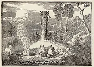 Worshipping: Laplanders worshipping an idol