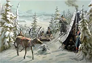 Lapps: Lapps in a winter camp in Lapland