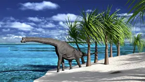 Breeze: Large Brachiosaurus on the shoreline
