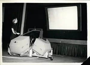 Bedstead: Large colour TV screen for lecture and demonstration, London