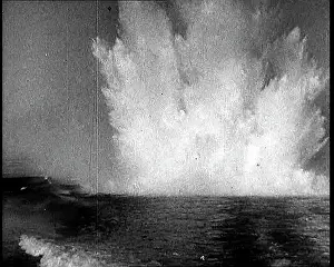Erupting: Large Explosion Erupting At Sea