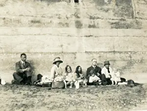 Sepia Images: Large family group having a picnic
