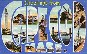 Glacial: Large Letter Card - Greetings from Cape Cod, Massachusetts