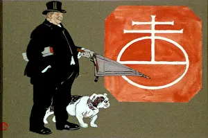 Penfield: A large man with a top hat, an umbrella, ?