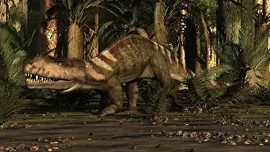Prowling: A large Prestosuchus moves through the brush
