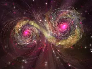 Twisted: Two large stars dance around each other as one engulfs the ?