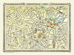 Late 19th Century map of Sheffield, England