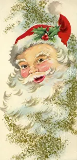 Glitter: Laughing Santa on Gold