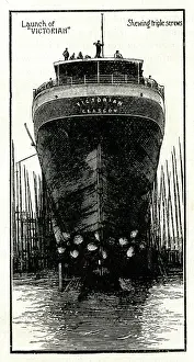 Triple: Launch of Allan Liner steamship, Victorian
