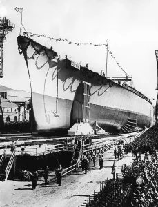 Christening: Launch of the battle ship Tirpitz, 1939