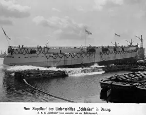 Belongs: Launch of the battleship Schlesien, 1906