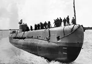 Launch of a British submarine, 1936
