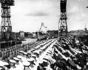 Slides: Launch of the German heavy cruiser Prinz Eugen 1938