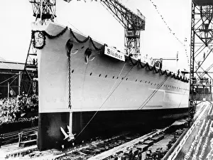 Honorable: Launch of the heavy cruiser Bluecher, 1937