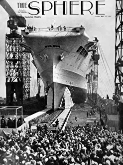 Cammell: Launch of HMS Ark Royal, Birkenhead, 1937
