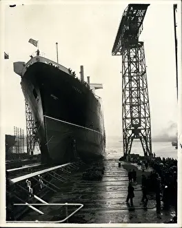 Clydebank: Launch of the Invernia, new Cunard liner