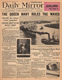 Clydebank: Launch of Queen Mary liner on River Clyde