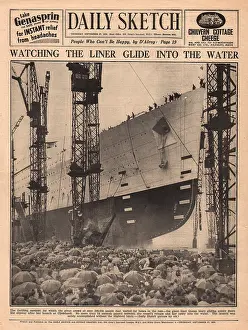 Clydebank: Launch of Queen Mary on River Clyde