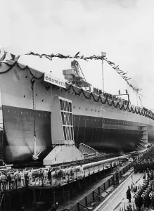 Scharnhorst: Launch of the Scharnhorst in Wilhelmshaven, 1936