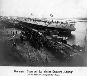 Bremen: Launch of the small cruiser SMS Leipzig, 1905