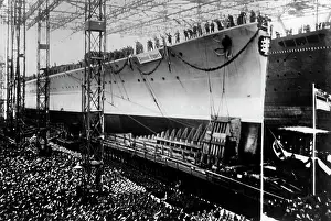 Blohm: Launching of the Admiral Hipper in Hamburg, 1937