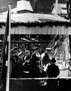 Christening: Launching of the battleship Bismarck, 1939