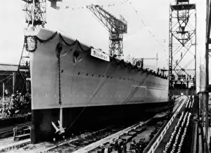 Werke: Launching of the heavy cruiser Blucher, 1937
