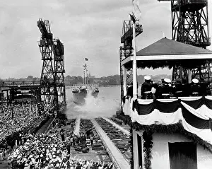 Christening: Launching of the heavy cruiser Blucher, 1937