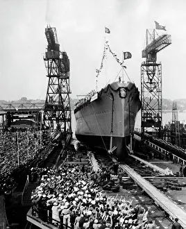 Christening: Launching of the heavy cruiser Blucher, 1937